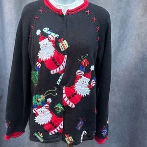 Vintage ugly Christmas cardigan sweater Tiara International large